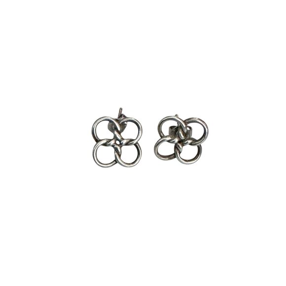 Tiffany & Co. Elsa Peretti Quadrifoglio Four Leaf Clover Silver Earrings - Picture 4 of 10